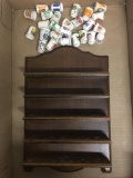 Porcelain Thimble Collection w/Wood Shelf