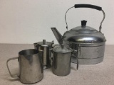 Vintage Stainless Steel Coffee Pot and Cream/Sugar Set