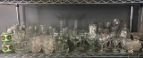 Shelf Lot of Misc Clear Glass Items