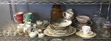 Shelf Lot of Misc Decorative Porcelain Plates, Canisters and More