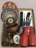 Misc Treasure Lot Incl Vintage Grooming Set, Game, Copper Bowl and More