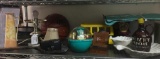 Shelf Lot of Misc Items Incl Autographed Basketball, Lamp, Playskool Toys and More