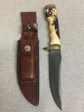 Scrade Buck Knife w/Bone Handle and Sheath