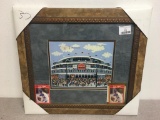 Framed Wrigley Field Print and Two Nolan Ryan Baseball Cards as Pictured