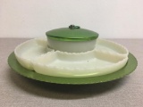Vintage '50's Aluminum/Ceramic Lazy Susan Condiment Server