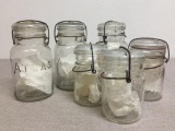 Group of Six Vintage Atlas Glass Jars w/Locking Lids
