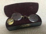 Pair of Antique Reading Glasses w/Case by Dr E R Earle Urbana, OH