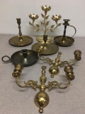 Lot of Misc Brass and Metal Candle Stick Holders