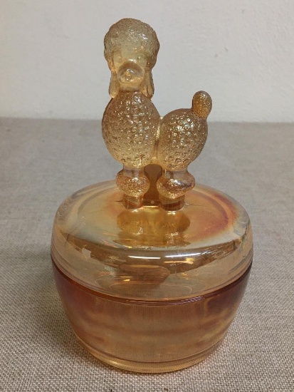 Vintage Glass Poodle Trinket Jar