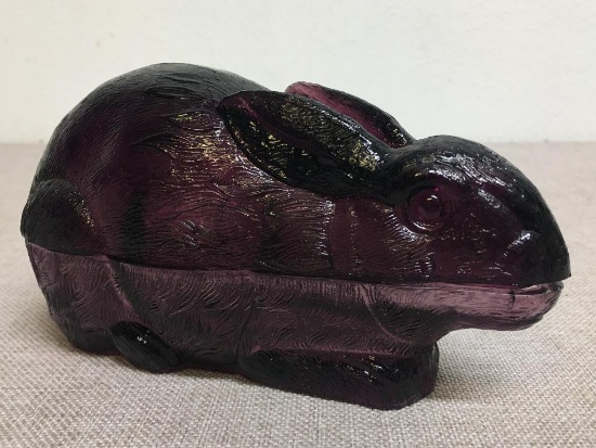 Purple Glass Rabbit Candy Dish