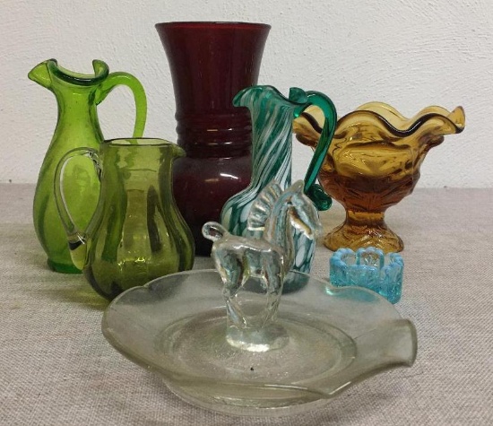 Misc Lot of Glass Vases and Trinket Dish