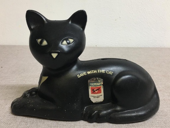 Vintage Plastic Eveready Black Cat Bank 1981