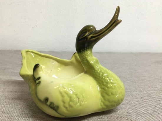 Hull Pottery USA Green Porcelain Duck Planter