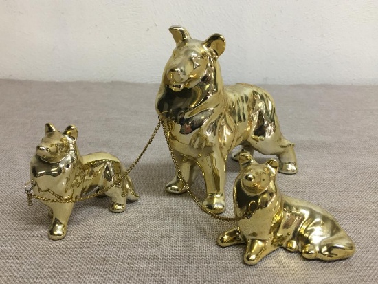 Vintage Golden Collie Dog Figurine Knick Knack Set