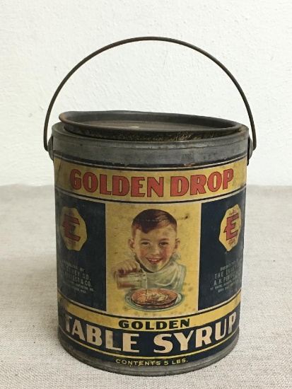 Vintage Golden Drop Table Syrup 5lb Tin