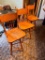 Three, Oak, Pressed Back Bar Stools