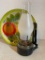 Vintage Oil Lamp and Metal Bowl as Pictured