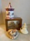 Treasure Lot with Butterfly Music Box, Shell Trinket Box and More as Shown