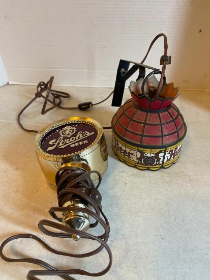 Vintage Hudepohl and Stroh's Plastic Beer Lights, The Hudepohl has some damage to edges, Please Note