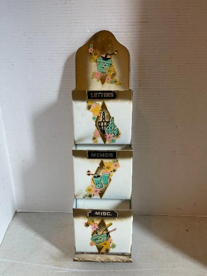 Vintage Metal Letter Holder as Pictured, It has some Damage to Bottom Corner and Top
