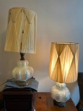 Pair of Vintage Iridescent Lamps with Shades