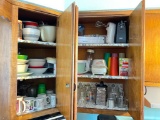 Two Kitchen Cabinet Lot Incl Coffee Cups, Glasses, Small Appliances and More