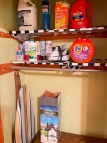 Two Closet Shelves of Cleaning Supplies