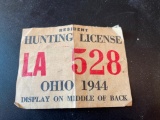 Vintage 1944 Ohio Hunting License