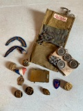 Group of US Military Pins, Red Cross Sewing Kit and More as Pictured