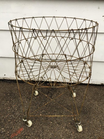 Vintage Wire Basket on Wheels