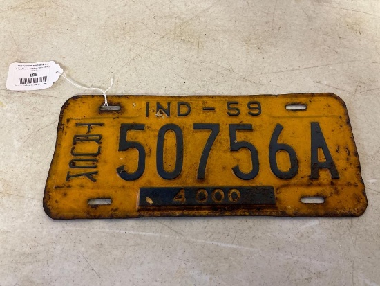 Vintage 1959 Indiana Truck License Plate