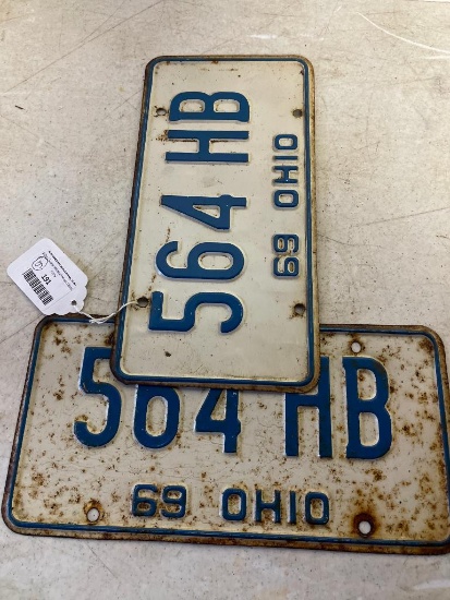 Pair of Vintage 1969 Ohio License Plates