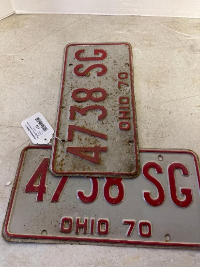 Pair of Vindtage 1970 Ohio License Plates