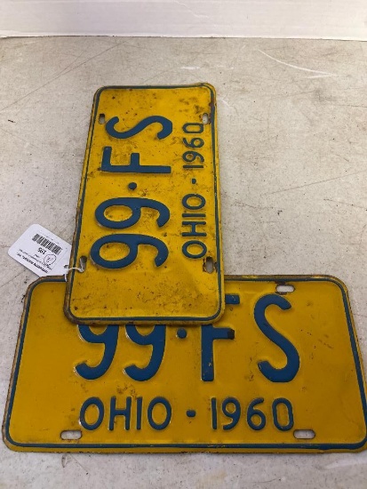 Pair of Vintage 1960 Ohio License Plates