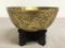 Detailed Oriental Brass Bowl w/Stand