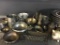 Shelf Lot of Vintage Silverplate, Pewter and The Great American Revolution Collection Plates