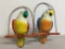 Pair of Vintage Paper Mache Parrots on Stands
