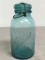 Vintage Blue Glass Ball Mason Jar w/Locking Lid