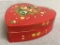 Vintage Hand Painted Wood Heart Box Made in Japan