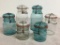 Group of 6 Vintage Glass Ball Mason Jars w/Locking Lids