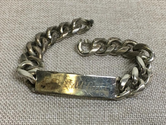 Men's Sterling Silver ID Bracelet Weight 2.91 ozt