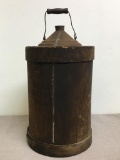 Antique American Wood Jacketed 5 Gal Kerosene Oil Can