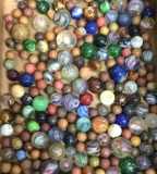 Vintage Glass and Clay Marbles of Various Sizes and Colors