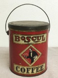 Vintage Boscul 5lb Coffee Red Tin with Handle by Scull Company Camden, NJ