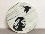 Marble Etched Native American Design Cutting Board