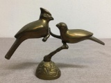 Vintage Brass Love Birds on a Branch