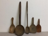 Group of Vintage Wood Spoons and Scoops