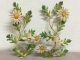 Pair of Vintage Metal Floral Candle Stick Holders Made in Italy