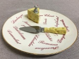 Vintage Porcelain Cheese Plate w/Knife
