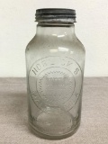 Antique Horlick's Malted Milk Glass Jar w/Lid